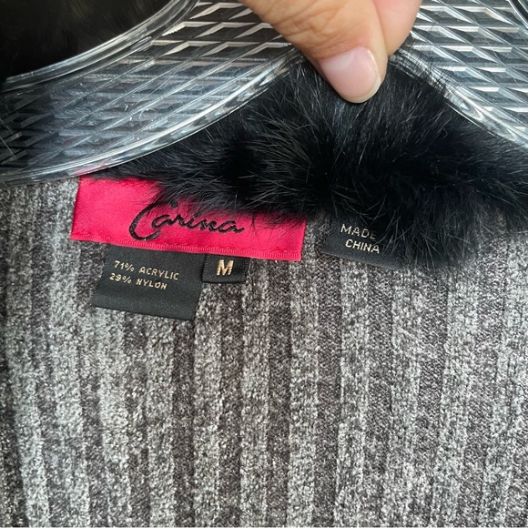 CARINA SZ Medium faux fur bedazzled cardigan with chain, ruffle and bead details - Picture 10 of 12